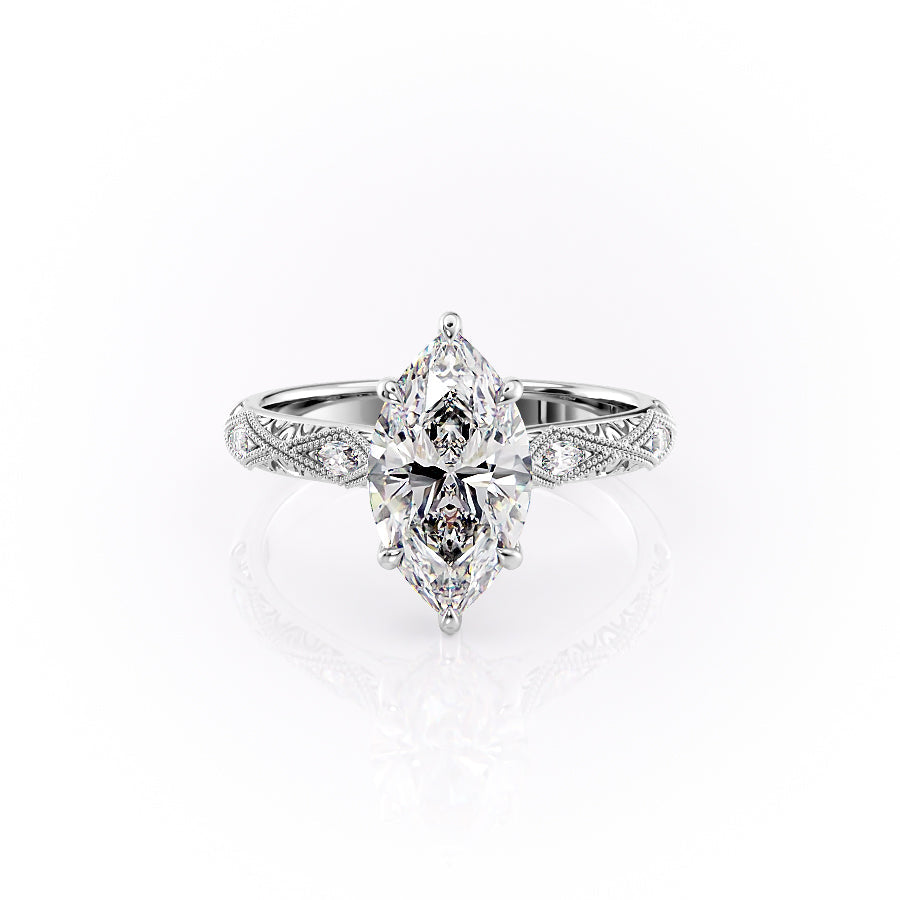 The Claudia Set With A 1.5 Carat Marquise Lab Diamond