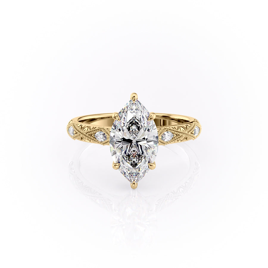 The Claudia Set With A 1.5 Carat Marquise Lab Diamond