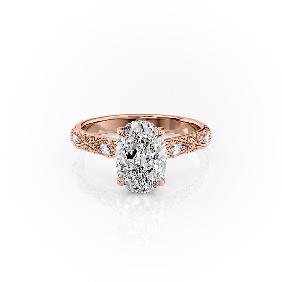 The Claudia Set With A 1 Carat Oval Lab Diamond