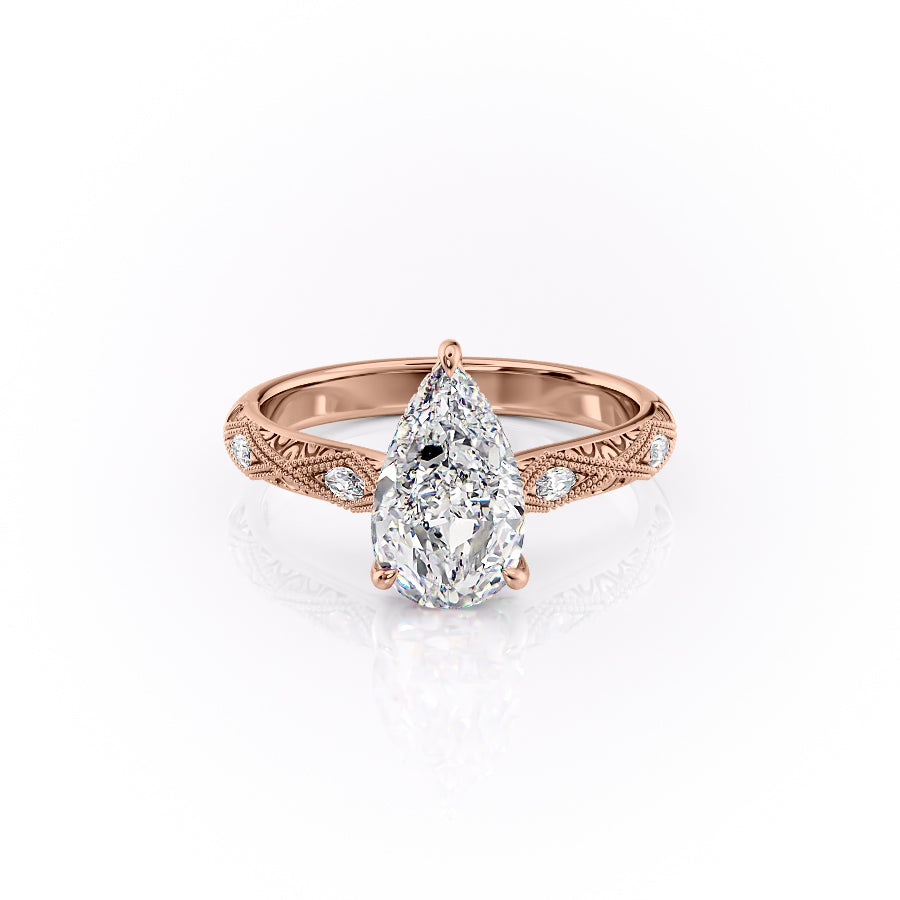 The Claudia Set With A 2.5 Carat Pear Lab Diamond