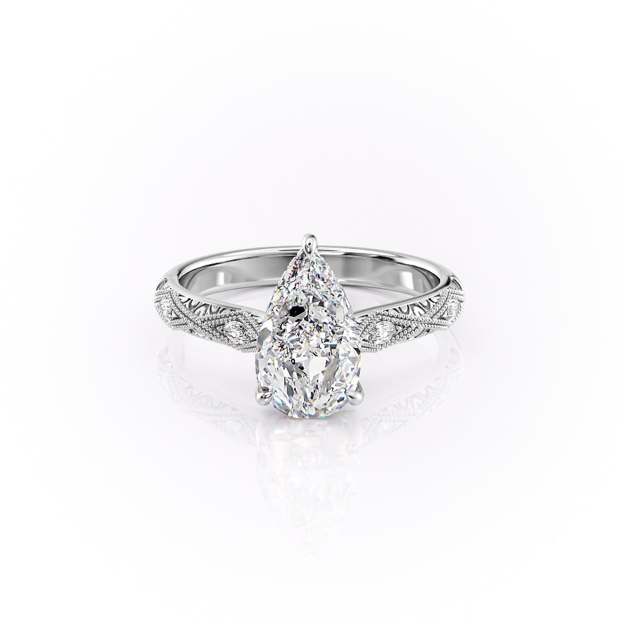 The Claudia Set With A 1.5 Carat Pear Lab Diamond