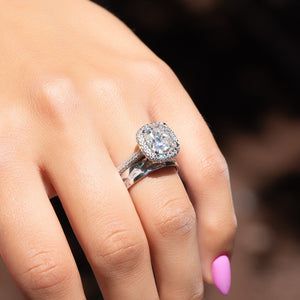 The Kylie Set With A 1.5 Carat Cushion Lab Diamond