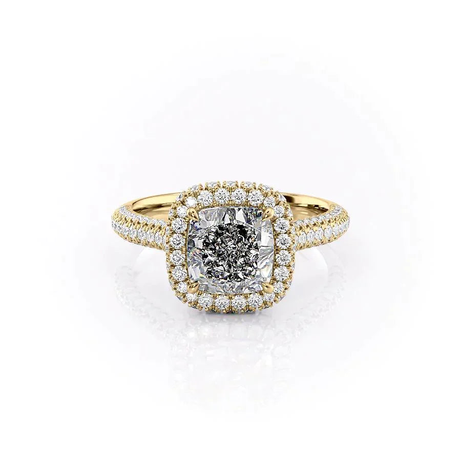 The Kylie Set With A 2.5 Carat Cushion Lab Diamond