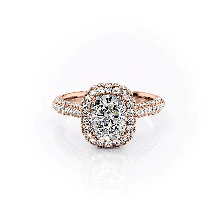 The Kylie Set With A 1 Carat Elongated Cushion Lab Diamond