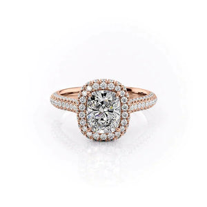 The Kylie Set With A 1.5 Carat Elongated Cushion Lab Diamond