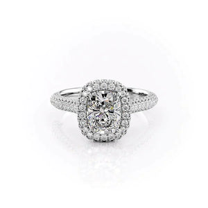 The Kylie Set With A 2.5 Carat Elongated Cushion Lab Diamond