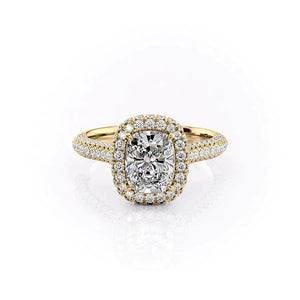The Kylie Set With A 1.5 Carat Elongated Cushion Lab Diamond