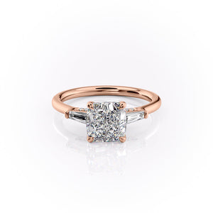 The Baguettes Megan Set With A 3 Carat Cushion Lab Diamond
