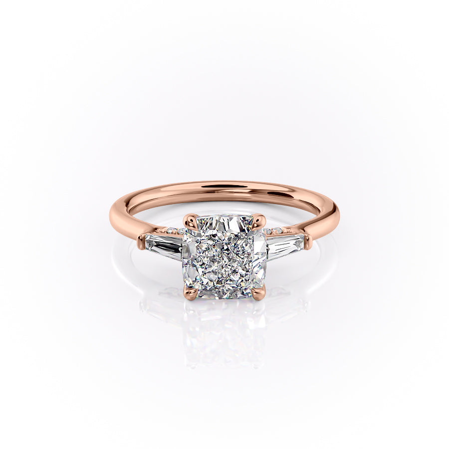 The Baguettes Megan Set With A 1 Carat Cushion Lab Diamond