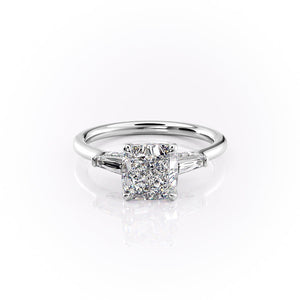 The Baguettes Megan Set With A 2.5 Carat Cushion Lab Diamond