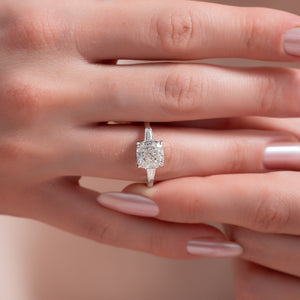The Baguettes Megan Set With A Cushion Lab Diamond