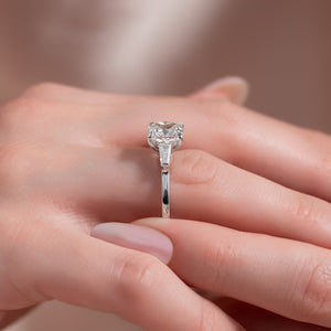 The Baguettes Megan Set With A Cushion Lab Diamond