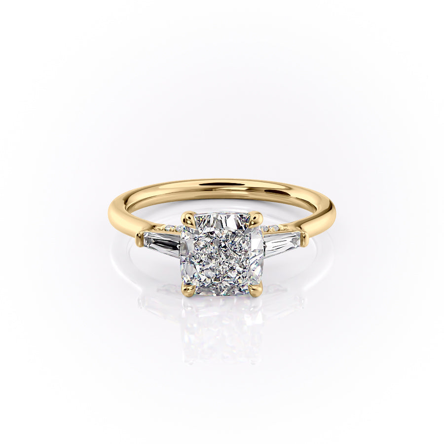 The Baguettes Megan Set With A 1.5 Carat Cushion Lab Diamond