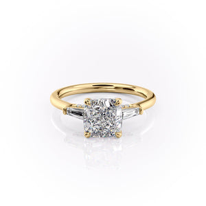 The Baguettes Megan Set With A 2.5 Carat Cushion Lab Diamond