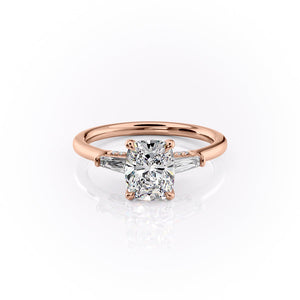 The Baguettes Megan Set With A 2 Carat Elongated Cushion Lab Diamond