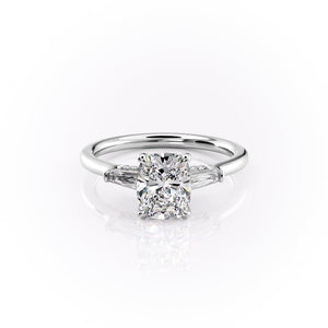 The Baguettes Megan Set With A 2 Carat Elongated Cushion Lab Diamond