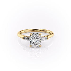 The Baguettes Megan Set With A 1 Carat Elongated Cushion Lab Diamond