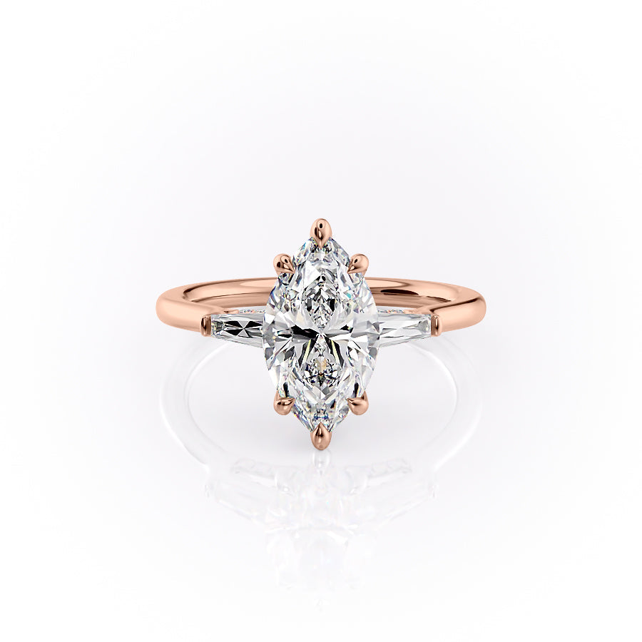 The Baguettes Megan Set With A 1.5 Carat Marquise Lab Diamond