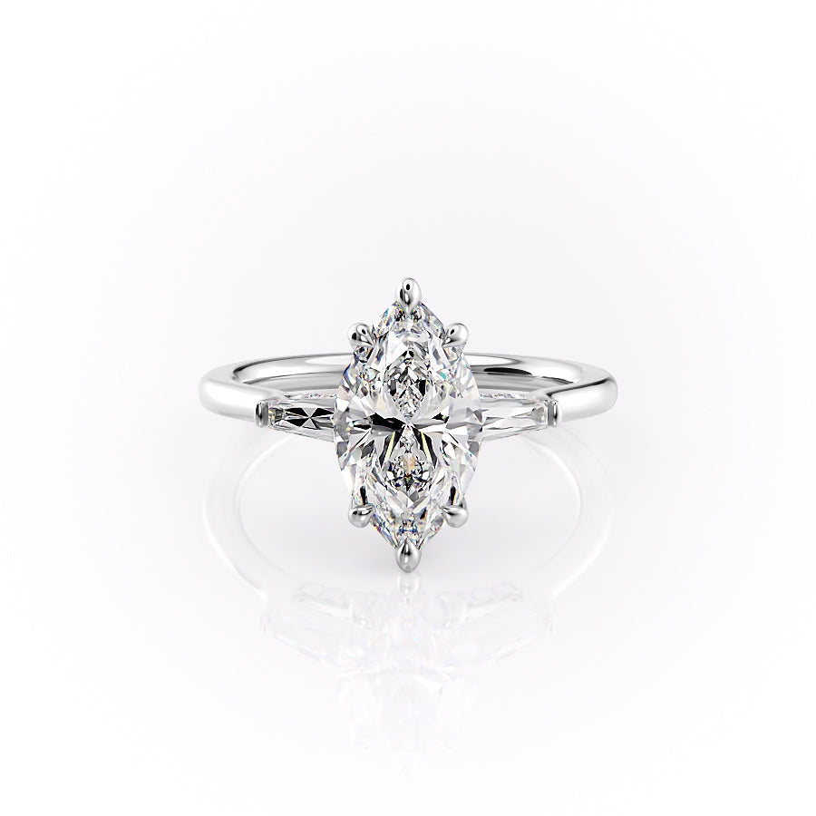 The Baguettes Megan Set With A 1 Carat Marquise Lab Diamond