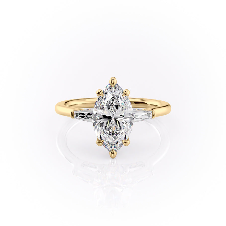 The Baguettes Megan Set With A 2.5 Carat Marquise Lab Diamond
