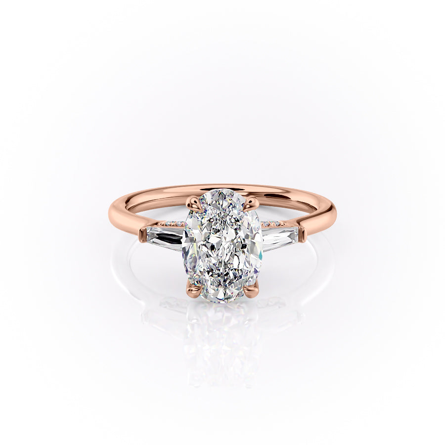 The Baguettes Megan Set With A 2 Carat Oval Lab Diamond