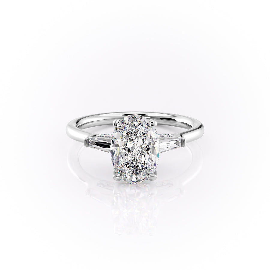 The Baguettes Megan Set With A 2 Carat Oval Lab Diamond
