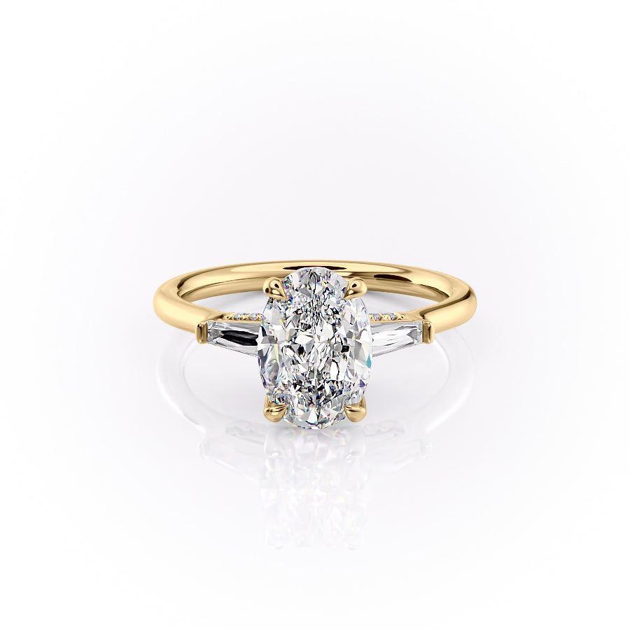 The Baguettes Megan Set With A 3 Carat Oval Lab Diamond