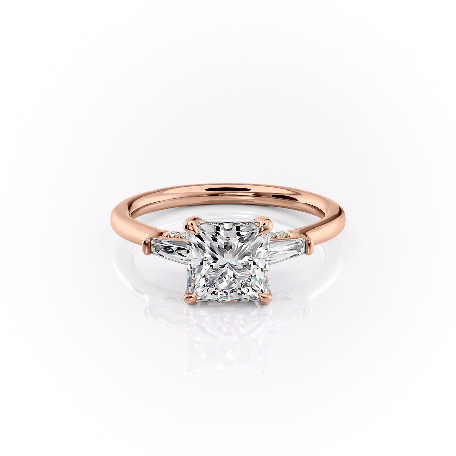 The Baguettes Megan Set With A 1 Carat Princess Lab Diamond