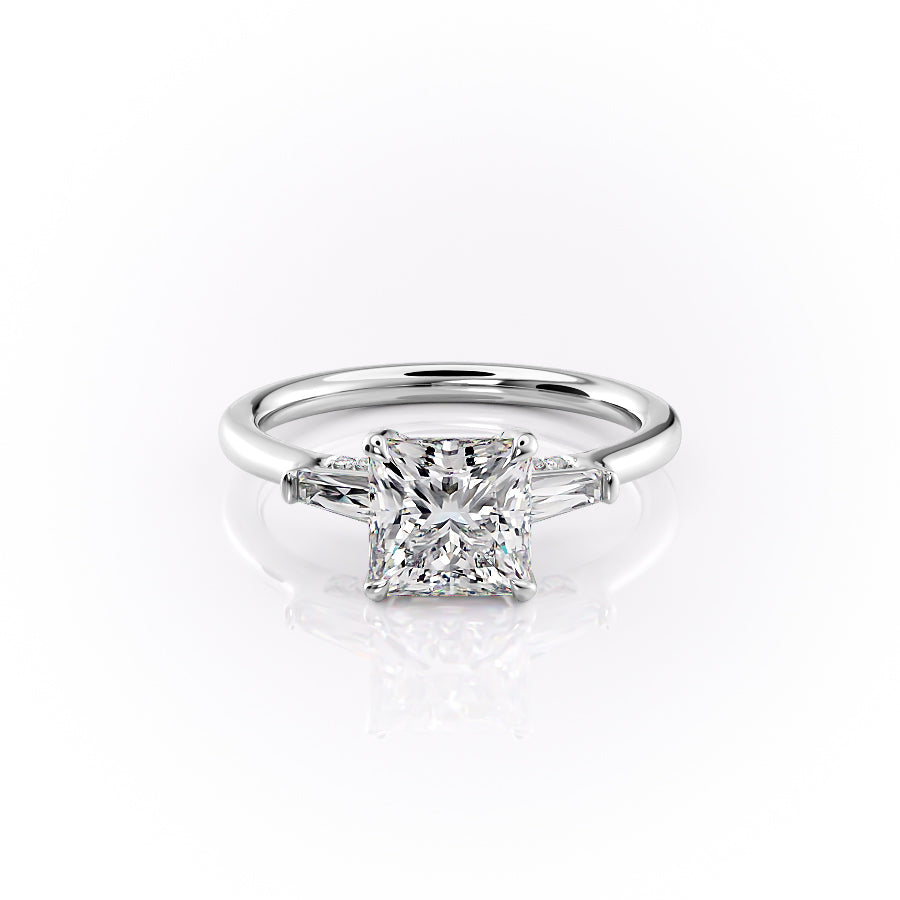 The Baguettes Megan Set With A 2.5 Carat Princess Lab Diamond