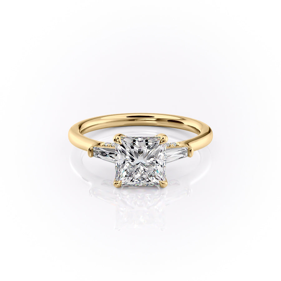 The Baguettes Megan Set With A 1.5 Carat Princess Lab Diamond