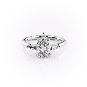 The Baguettes Megan Set With A 1 Carat Pear Lab Diamond