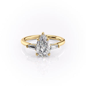The Baguettes Megan Set With A 1.5 Carat Pear Lab Diamond