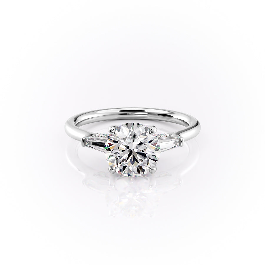 The Baguettes Megan Set With A 1 Carat Round Lab Diamond