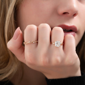 The Twig Set With A 2 Carat Cushion Moissanite