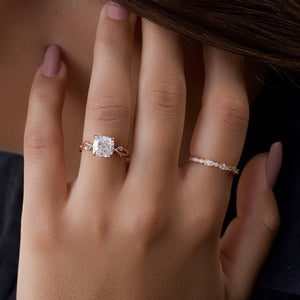 The Twig Set With A 2 Carat Cushion Moissanite