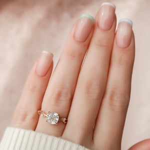 The Twig Set With A 2 Carat Cushion Moissanite