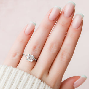 The Twig Set With A 3 Carat Cushion Moissanite