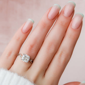 The Twig Set With A 3 Carat Cushion Moissanite
