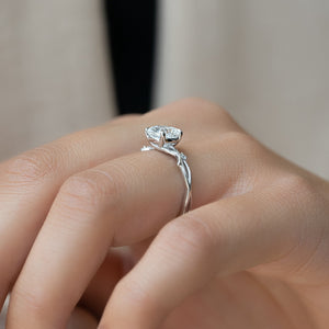 The Twig Set With A 3 Carat Cushion Moissanite