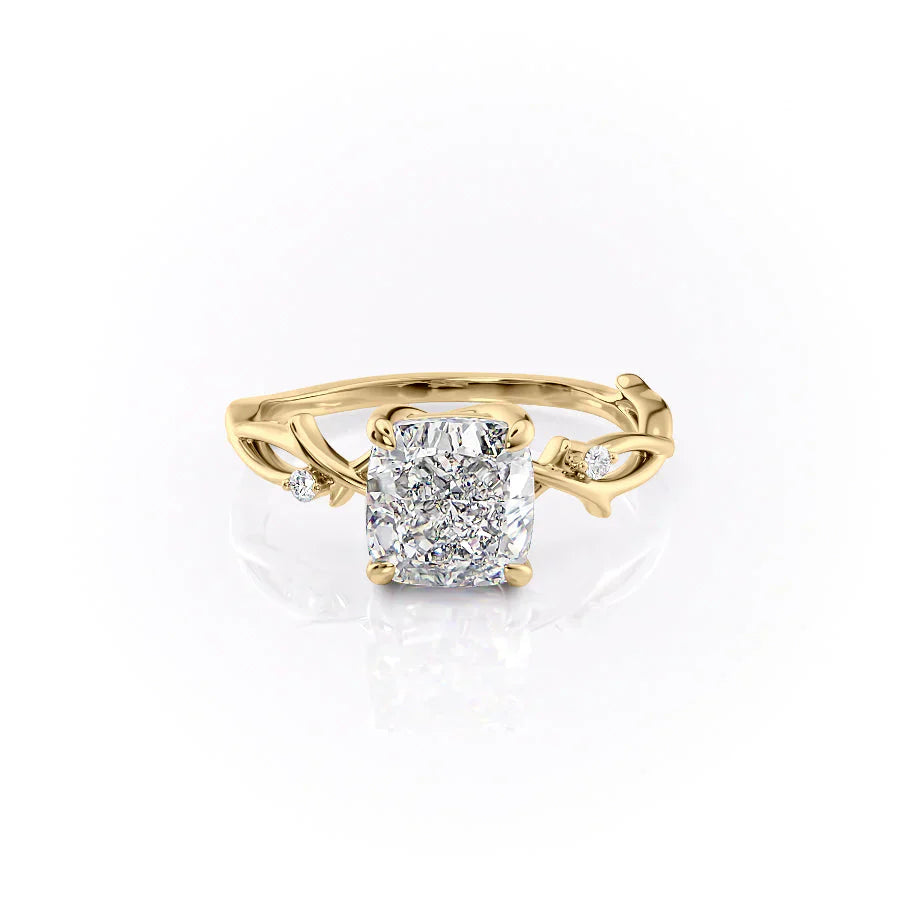 The Twig Set With A 4 Carat Cushion Moissanite