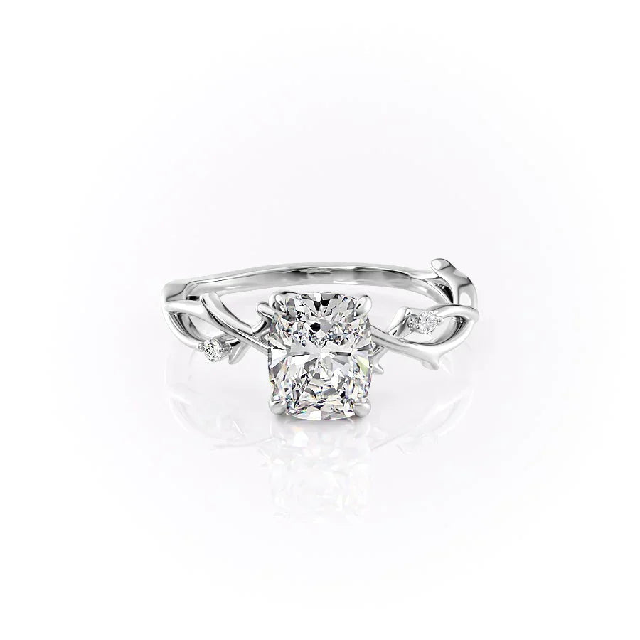The Twig Set With A 2.5 Carat Elongated Cushion Lab Diamond