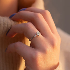 The Twig Set With A 1 Carat Elongated Cushion Moissanite