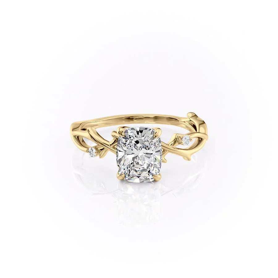The Twig Set With A 5 Carat Elongated Cushion Moissanite