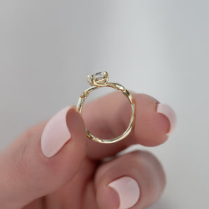 The Twig Set With A 2 Carat Elongated Cushion Moissanite
