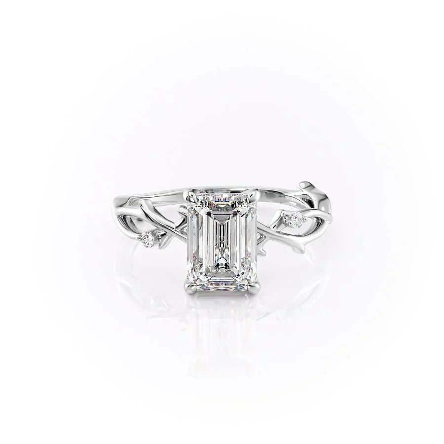 The Twig Set With A 3 Carat Emerald Moissanite
