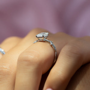 The Twig Set With A 3 Carat Emerald Moissanite