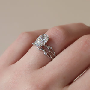 The Twig Set With A 3 Carat Oval Moissanite