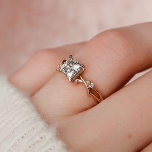 The Twig Set With A 1 Carat Princess Moissanite