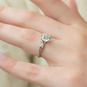 The Twig Set With A 2 Carat Round Moissanite