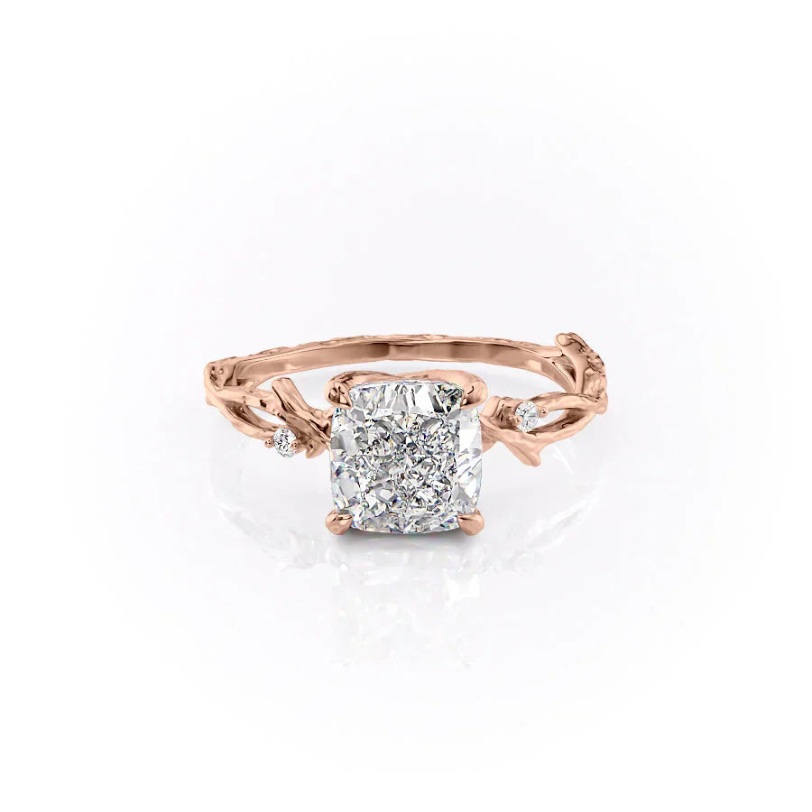 The Textured Twig Set With A 3 Carat Cushion Moissanite